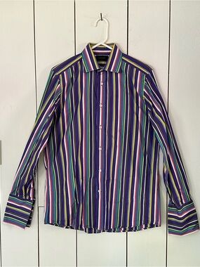 Duchamp Multicolor Vertical Stripe Shirt Sz 15 3/4 40CM